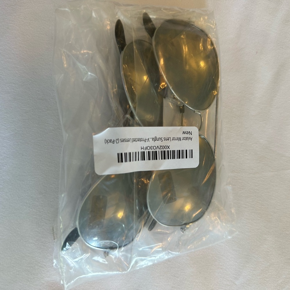 Silver Metal Aviator Sunglasses Brand New package of two